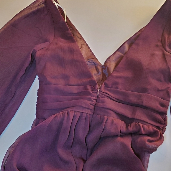NWOT Lulus Enchant My Love Dark Purple V-Neck Long Sleeve Maxi Dress Sz S - Picture 10 of 13